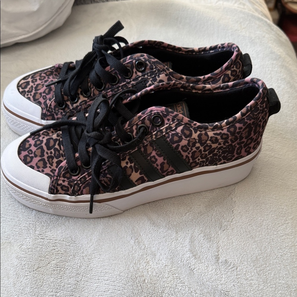 Adidas Nizza Leopard Print Sneakers, Like New!